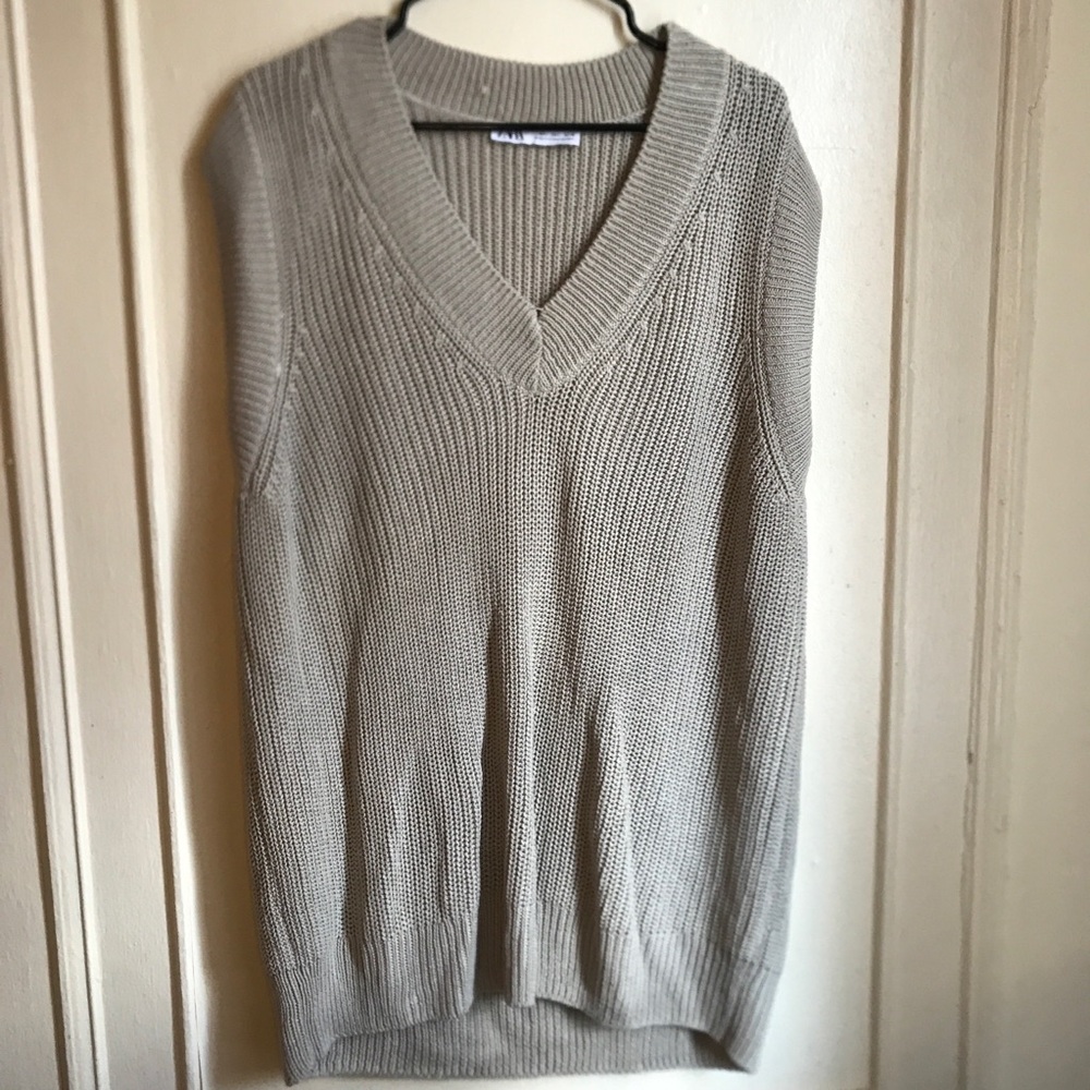 Zara Sweater Sleeveless Cream Knit Men Size L